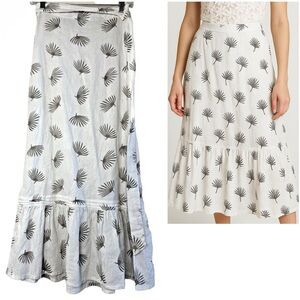 Sole‎ Linen long skirt traditional belt white boho chic rayon contemporary XS